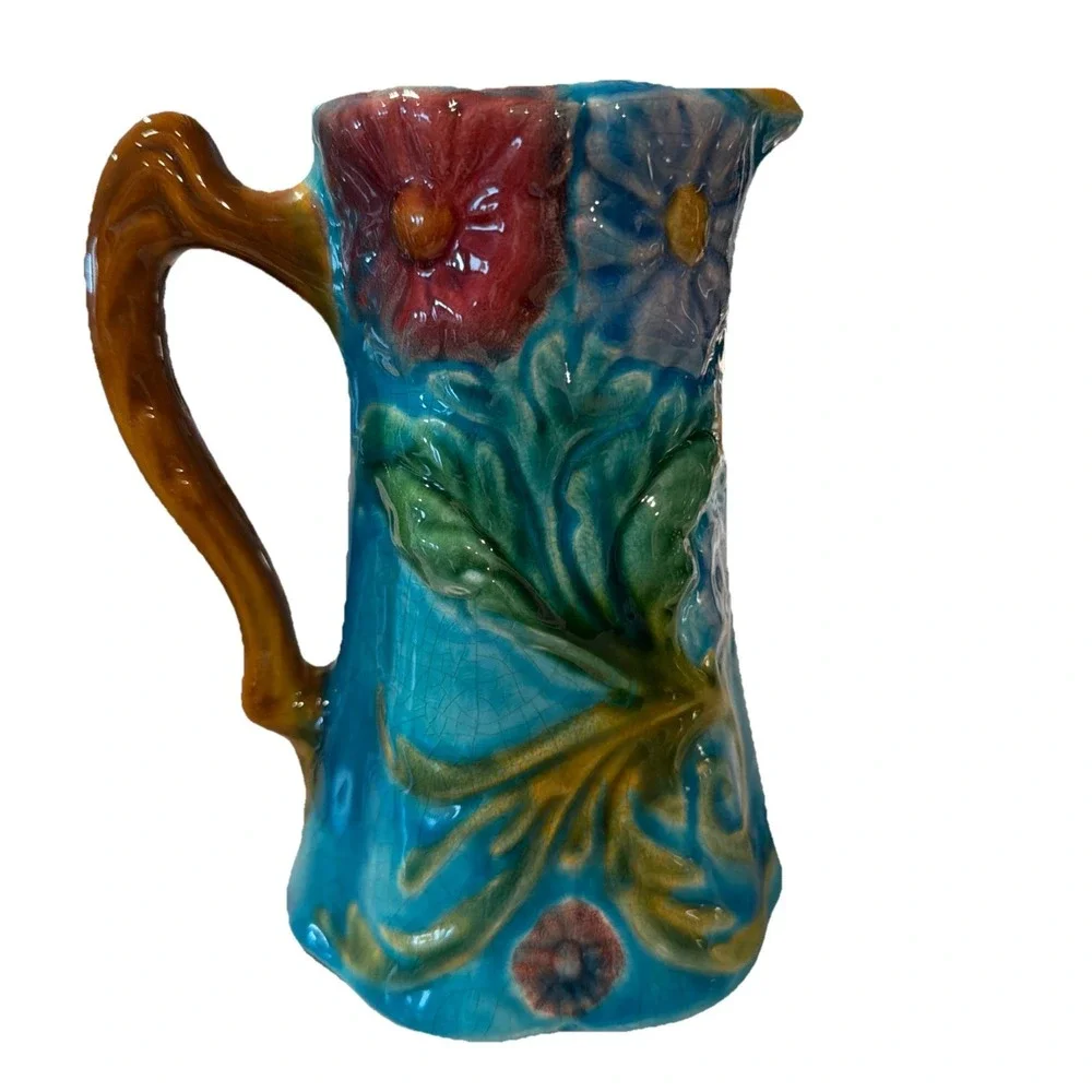 Antique Saint Germain Sur‎ Pottery Barbotine Mojilica Slipware Floral 7